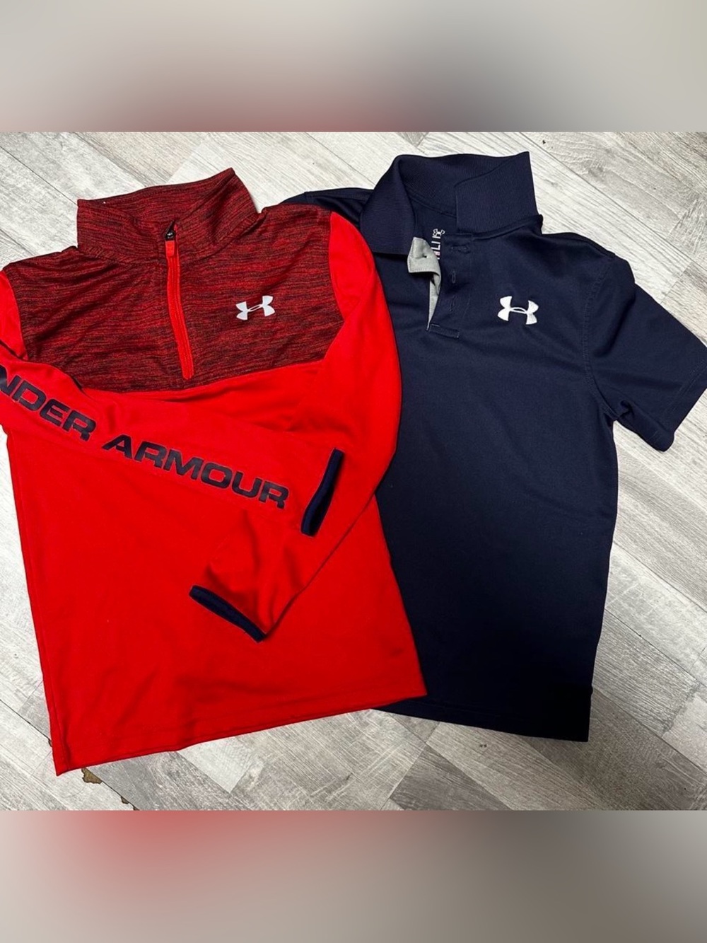 Under Armour Red Quarter-Zip Pullover & Navy Polo Shirt - Kids (2-Pack)